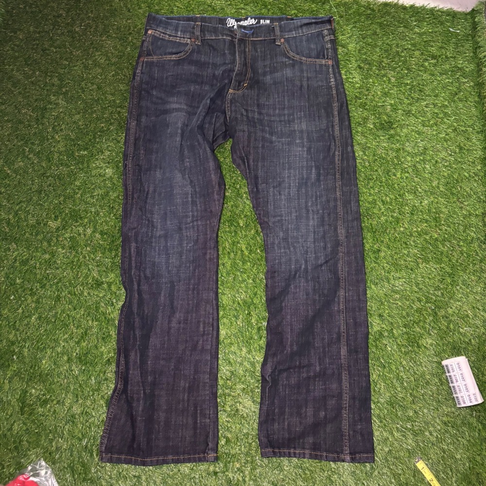Wrangler Retro Slim Boot Jeans Mens 36x34 Dark Wash Indigo Denim 1077MWZDX